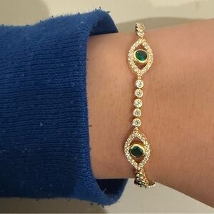 Green Evil Eye Tennis Bracelet